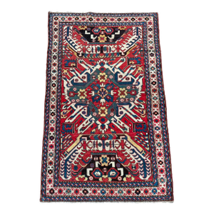 Antique Adler Kazak Rug c.1890-1920 Rare Mustache Design Caucasian Collectible
