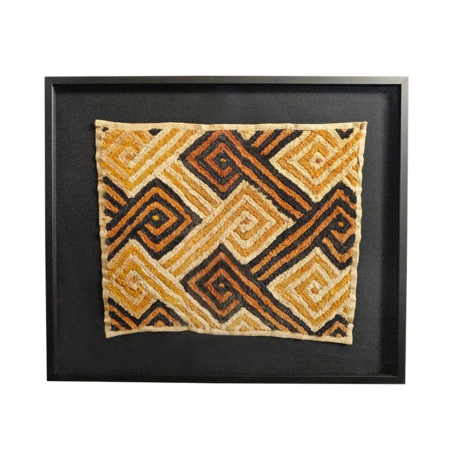 Vintage Framed African Shoowa Grass Textile For Sale