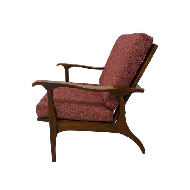 Mid-Century Modern Walnut Arm Chair - Reupholstered! For Sale - Image 4 of 6