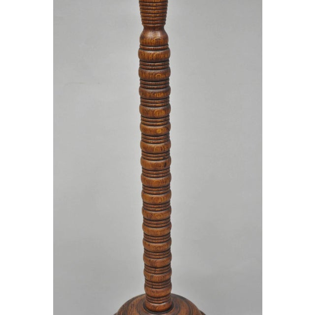 Brown Antique Arts & Crafts Mission Oak Wood Carved Hoof Foot Standing Coat Rack Tree For Sale - Image 8 of 14