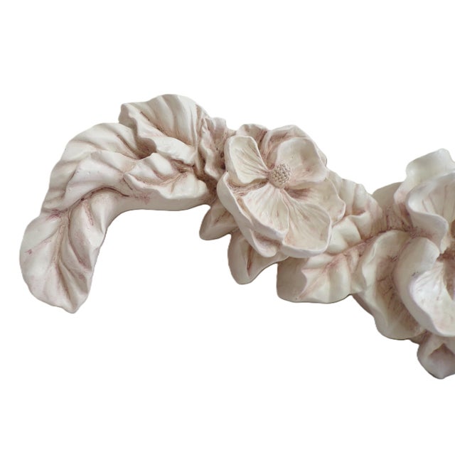 Mid-Century Modern Mid 20th Century 3 Flowers in Soft Earth Tones in a Vintage Plaster/Ceramic Floral Relief Wall Hanging For Sale - Image 3 of 10