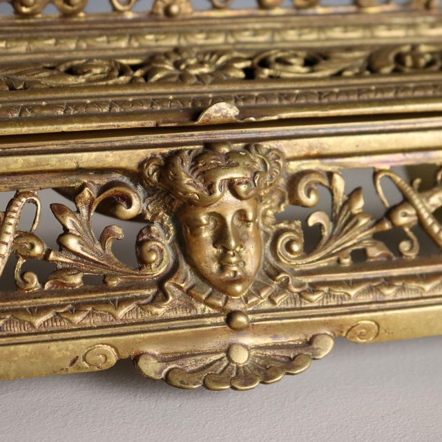 Carved Gilt Bronze Inkwell For Sale - Image 3 of 13