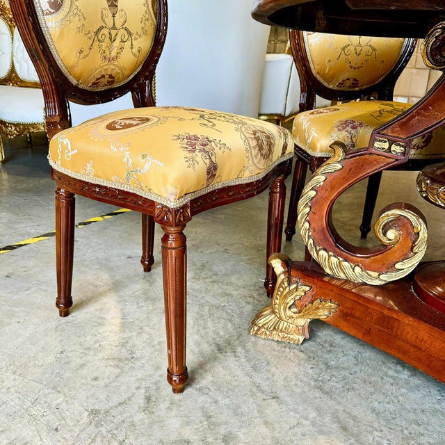 French Style Dining Set With Gold Leaf Details For Sale - Image 9 of 9