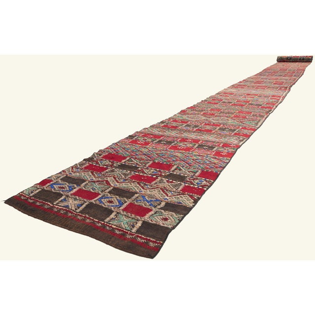 21971 Vintage Zemmour Moroccan Kilim Rug, 02'04 x 31'11. The Eternal Hanbel: A Vintage Zemmour Moroccan Masterpiece of...