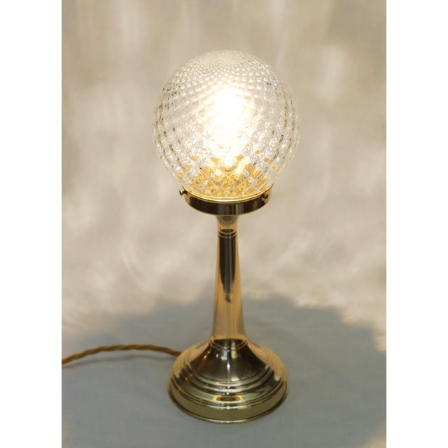 19th Century Art Nouveau Table Lamps in Brass and Glass, 1890s, Set of 2 For Sale - Image 5 of 6
