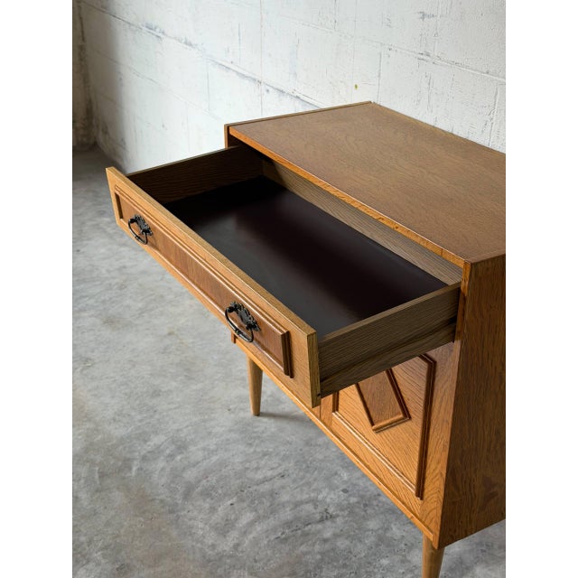 Wood Oak Storage Cabinet With Doors Swedish Mid-Century Modern 1960s For Sale - Image 7 of 12