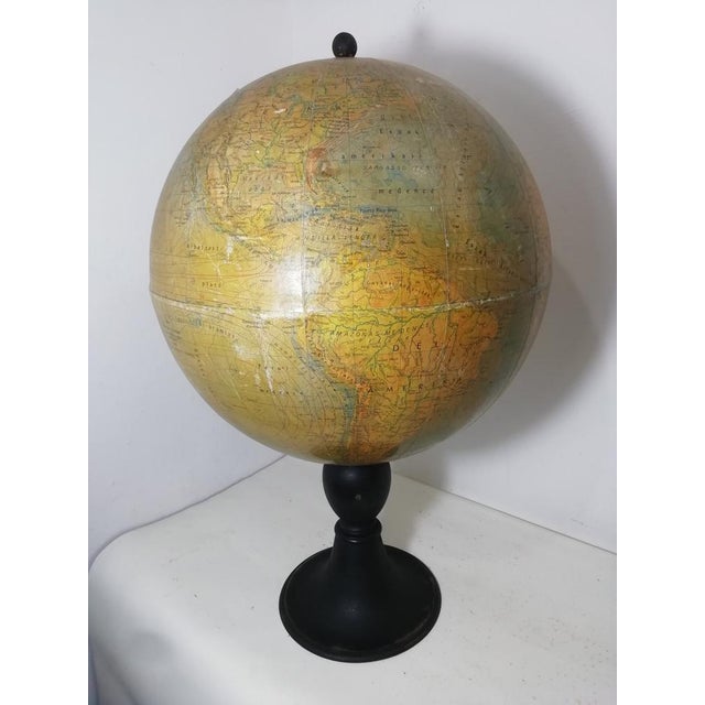 Beige Vintage Globe with Wooden Base from Domborzati, Hungary, 1950s For Sale - Image 8 of 8