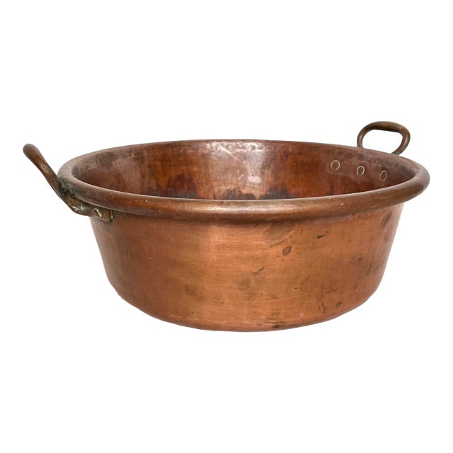 1800s Antique French Copper Handcrafted Preserving Pan For Sale