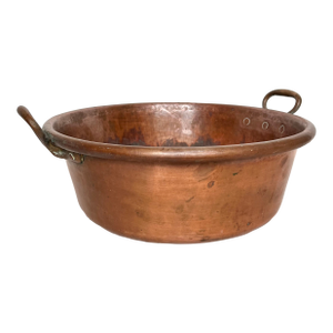 1800s Antique French Copper Handcrafted Preserving Pan