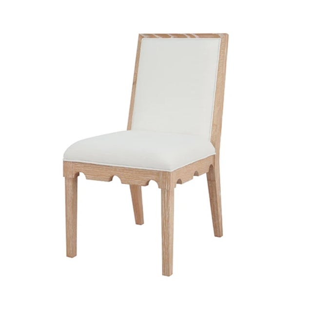 Modern Matthew Izzo Home Lanister Cerused Oak Square Back Dining Chair With Performance Linen Upholstery For Sale - Image 3 of 7