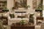A grand matching pair of vintage urn-form table lamps, newly composed in a richly layered palette of creamy ivory,...