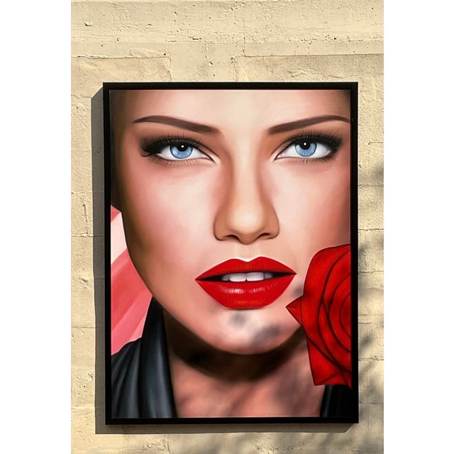 Contemporary Vintage Monumental Original Oil Portrait on Canvas For Sale - Image 3 of 5