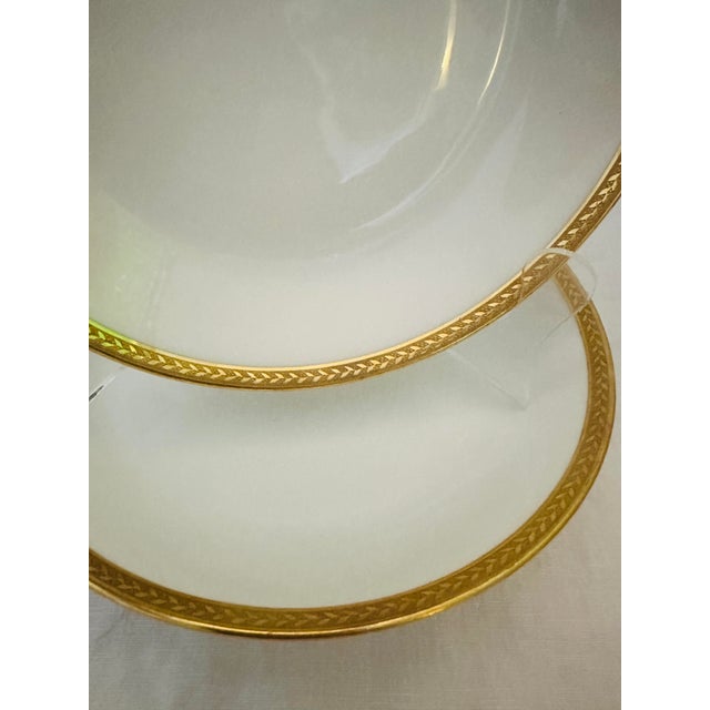 English Vintage Set of 3 Gold Trim Vignaud Limoges Soup Bowls For Sale - Image 3 of 6