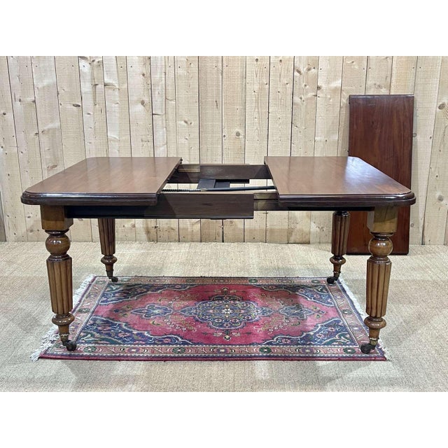 Victorian crank table in chatter from the 19th century with 1 lengthening - LMIN = 1m05, L = 1m03, H = 72cm, lmax = 1m45.