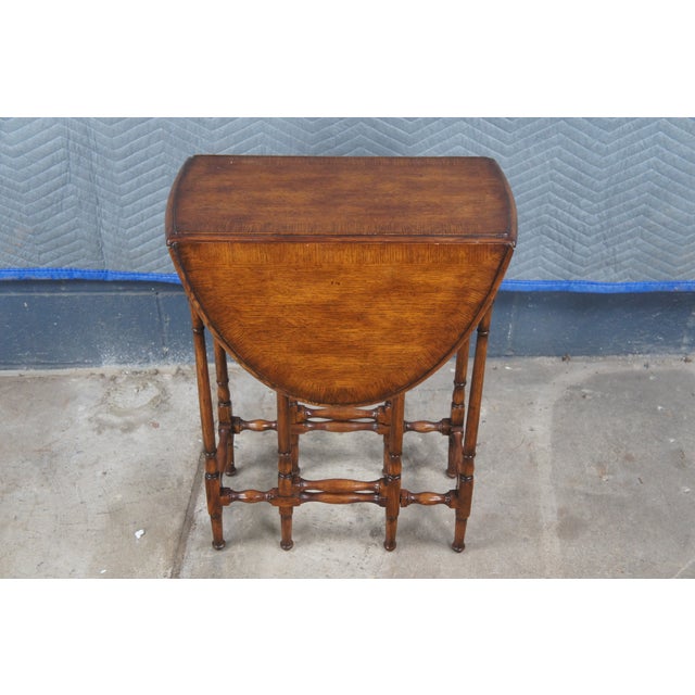 Wood Theodore Alexander William & Mary Style Oak Gateleg Oval Occasional Side Table For Sale - Image 7 of 12
