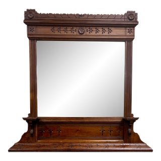 Antique Late 19th Century Victorian Eastlake Hand Incised Dresser Mirror For Sale