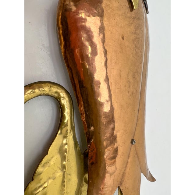 Vintage Brass and Copper Wall Sculpture Flowers in Vase, 1970s For Sale - Image 10 of 18