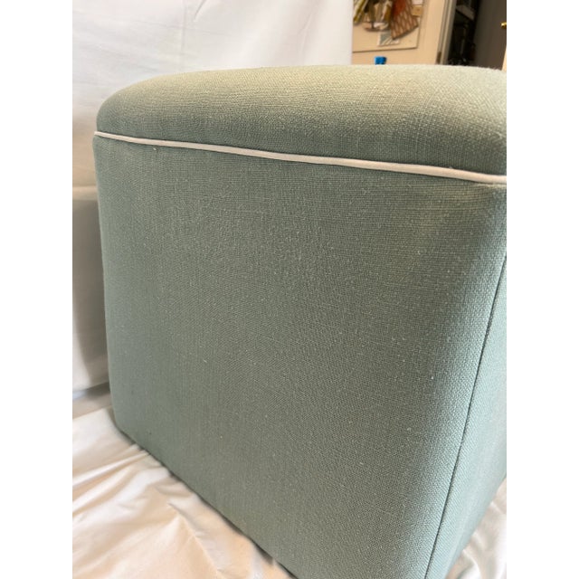 Robin's Egg Blue Custom Set of 2 Ottoman Cubes For Sale - Image 8 of 9