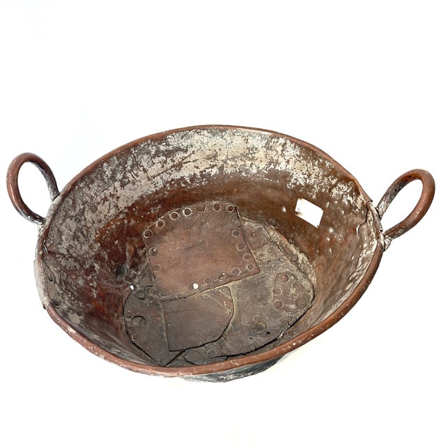 19th Century Monumental Hand-Hammered Primitive Copper Basin For Sale - Image 11 of 16