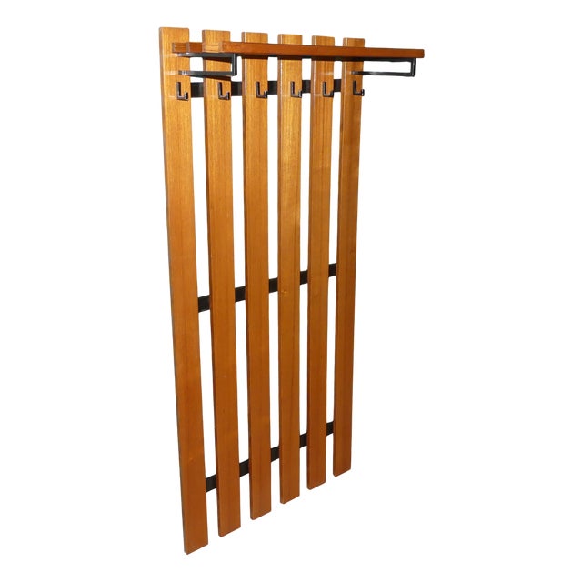 Vintage Wall-Mounted Coat Rack with Hat Shelf, 1960s For Sale