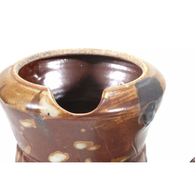 Modern John Glick Ceramic Stoneware Sugar and Creamer Holder Stamped Plum Tree Pottery - Set of 2 For Sale - Image 3 of 12