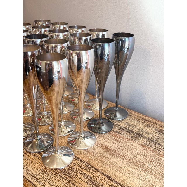Late 20th Century Vintage Kirk Stieff Silver-Plated Champagne Flutes - Spain, Set of 20 For Sale - Image 5 of 7