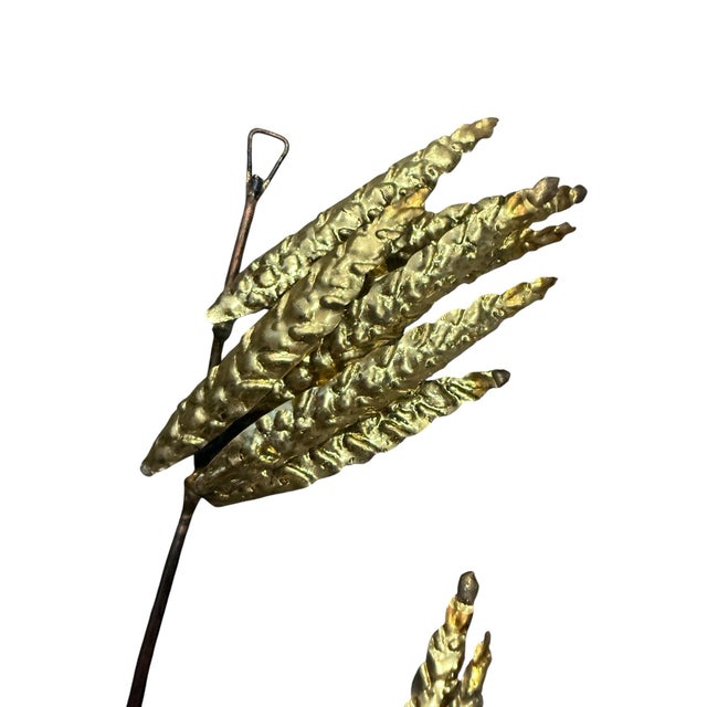 Mid-Century Modern Vintage Mid-Century Modern Brass Wheat Wall Sculpture – 29" Tall Botanical Wall Art For Sale - Image 3 of 9