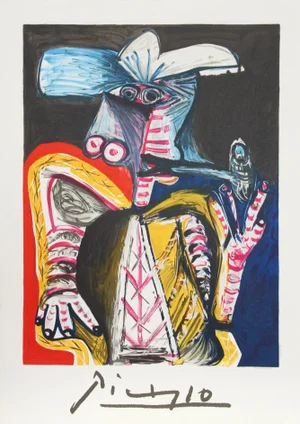 1980s "Personnage a la Pipe" Lithograph After Pablo Picasso