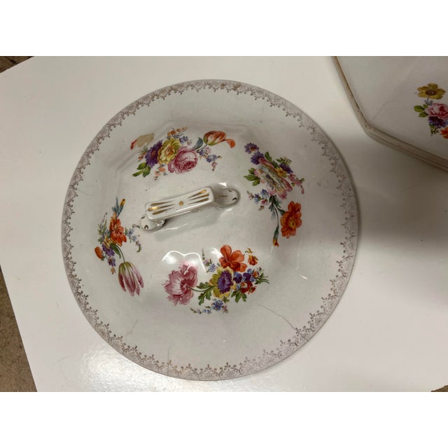 Ceramic 1920s Wheeling Pottery La Belle Victorian Floral Trash Can, Wastebasket For Sale - Image 7 of 12