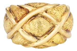 Vintage Tiffany & Co Quilt Ring Dome Band 18k Yellow Gold Sz 5.5 Signed Jewelry