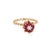 Stylish vintage ruby & diamond tulip ring (circa 1960s to 1970s) crafted in 10 karat yellow gold. Round brilliant cut...