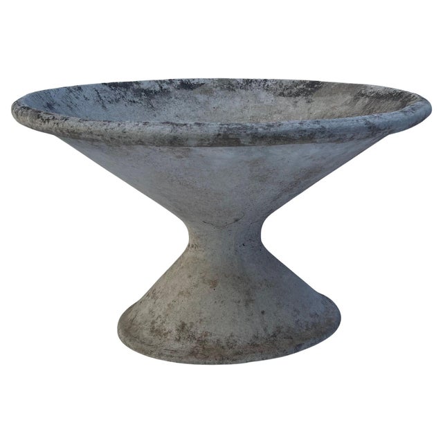Lovely pair of fibrous cement off-kilter tilted planters designed by renowned Swiss architect Willy Guhl for Eternit,...