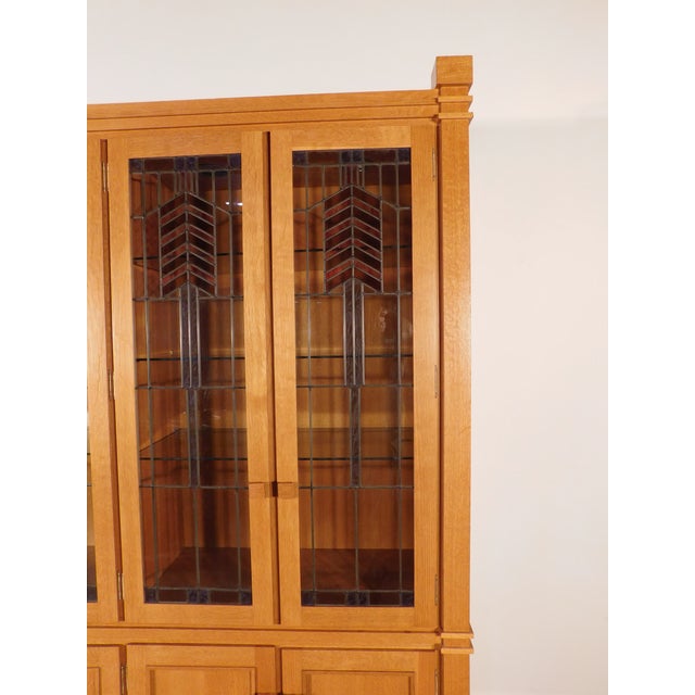 Frank Lloyd Wright Style Tiger Oak China Display Cabinet by Swartzendruber For Sale - Image 14 of 18