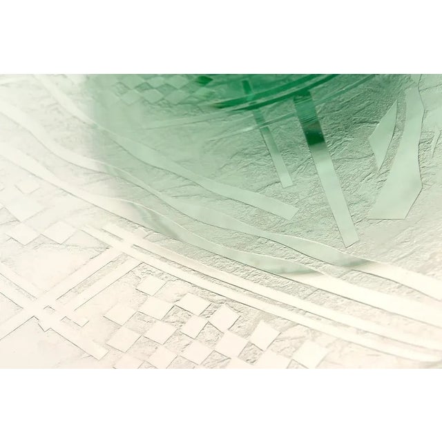 1990s Angelo Rinaldi Acid Etched Geometrical Pattern Glass Bowl For Sale - Image 5 of 8