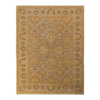 Hand-Knotted Vintage Agra Style Rug in Beige Gold All Over Floral Pattern For Sale