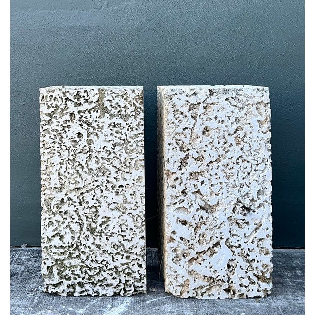 Vintage Coquina Stone Pedestals - A Pair For Sale - Image 9 of 12