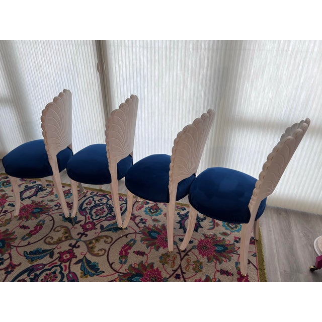 1980s Venetian Grotto Style 4 Shell Back Dining Chairs For Sale - Image 6 of 9