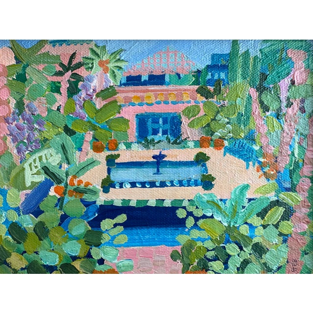 2024 Uk “Moroccan Gardens” Original Painting by Laura Gee in New Closed Corner Gold Plein Air For Sale In Houston - Image 6 of 8
