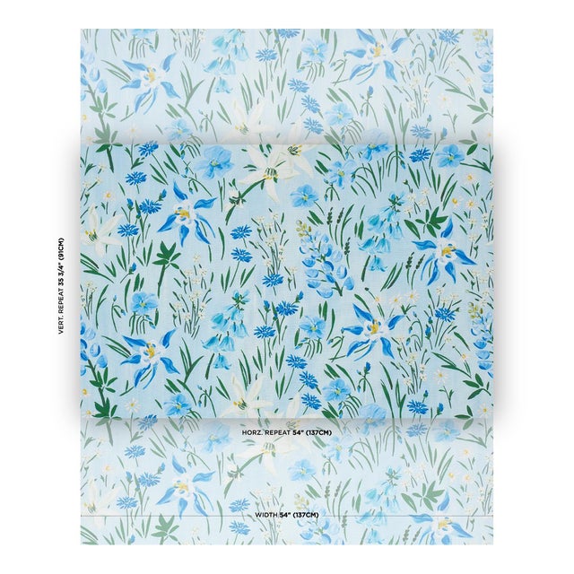 Schumacher X Patrick Mele Oz Floral Fabric In Sky For Sale