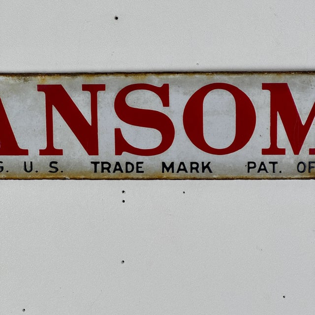 Mid 20th Century Vintage Mid 20th Century Porcelain Sign of a "Ransome" Company in Bright Red For Sale - Image 5 of 8
