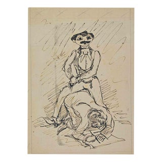 Anselmo Bucci, Composition, Drawing in Ink on Paper, 1910s For Sale