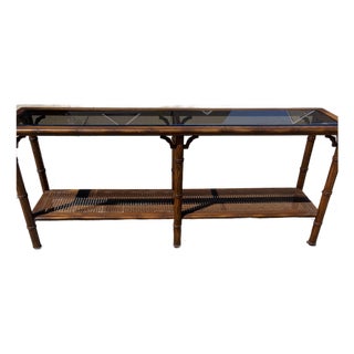 Vintage Faux Bamboo Console Table For Sale
