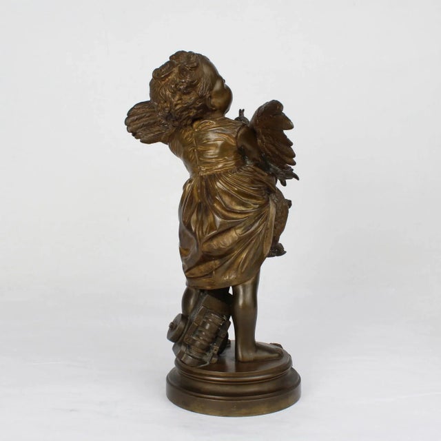 Late 19th Century "Enfant au Coq" a Bronze Sculpture of a Child and Cock after Cecioni Adriano For Sale - Image 5 of 11