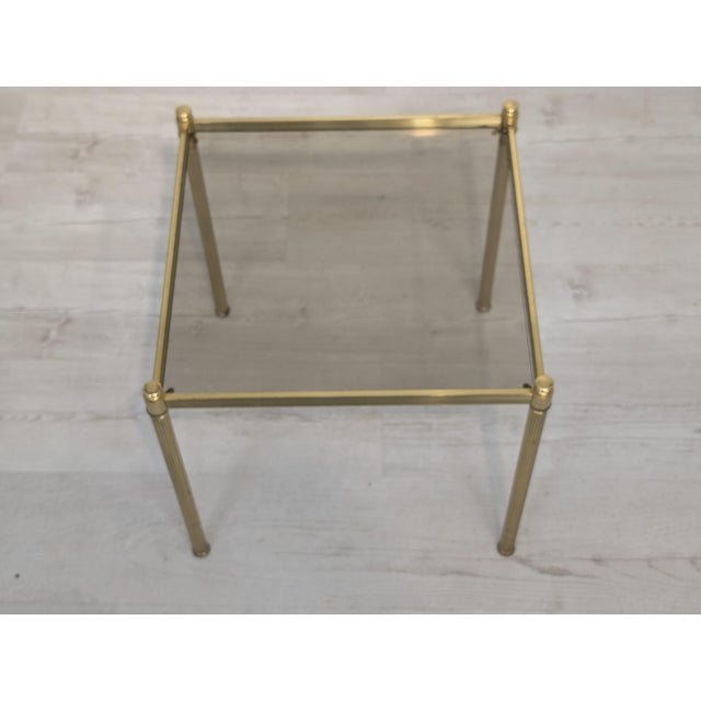Vintage Brass Coffee Table with Smoked Glass, 1975 For Sale - Image 8 of 11
