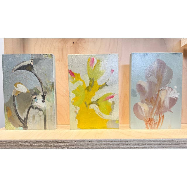 An exceptionally elegant and ethereal small-scale original painting that captures the delicate, rhythmic movement of...