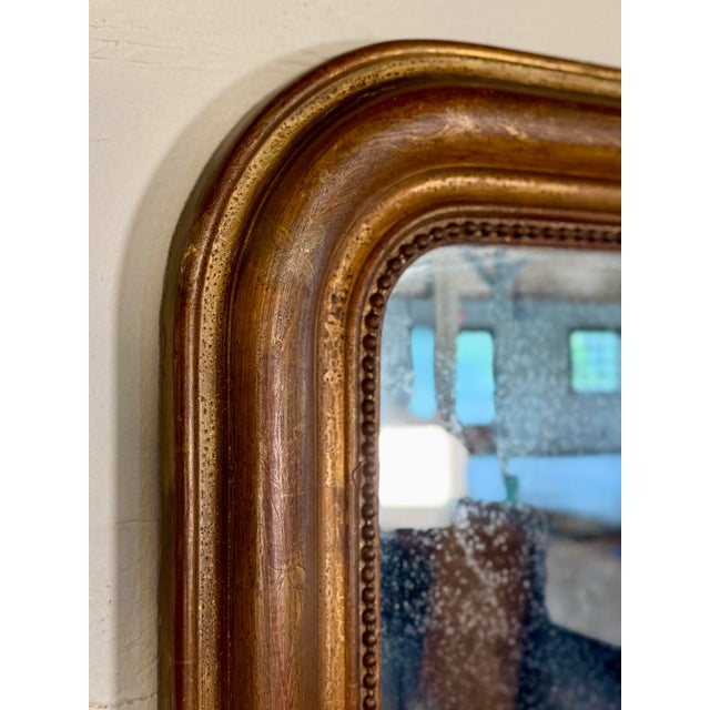 Glass Antique French Floral Gilt Louis Philippe Mirror For Sale - Image 7 of 12