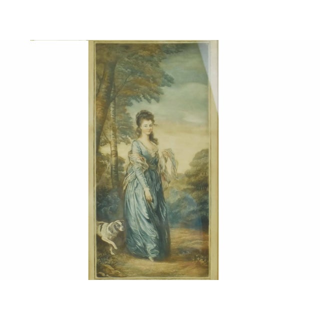 Stunning rare original signed print portrait of Mrs. Lowndes-Stone (after original painting by Thomas Gainsborough...