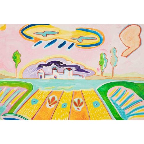Oil on wooden table realized by Luciano Schifano (1943) in 1987. Hand signed and titled. Good condition. This piece is...