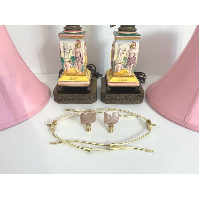 1940s Greco-Roman Lamps & Shades, Pair For Sale - Image 14 of 16