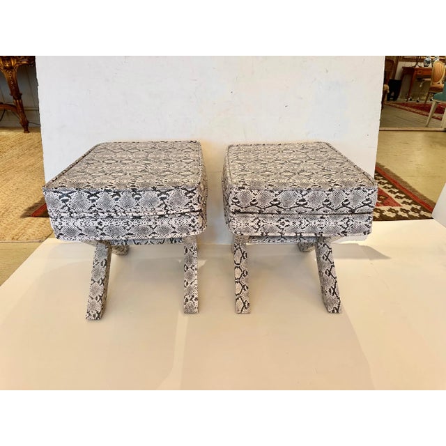 Billy Baldwin Style Faux Python Benches -A Pair | Chairish
